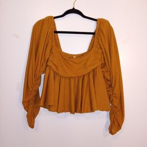Free People Golden Long Sleeve Blouse